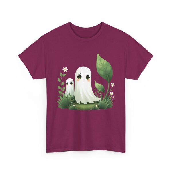 Eerie Cute Shy Anime Ghost with Flowers Aesthetic Kawaii Design Unisex Heavy Cotton Tee - Image 8
