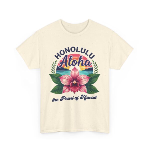 Honolulu Aloha Retro Vintage Hawaii Sunset Tropical Orchid Flower Unisex Heavy Cotton Tee - Image 12