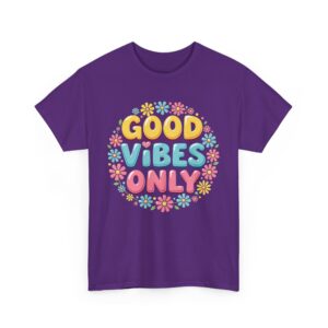 Good Vibes Only 70s Psychedelic Floral Retro Groovy Aesthetic Unisex Heavy Cotton Tee