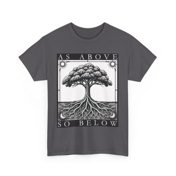 As Above So Below Tree of Life Sun and Moon Mystical Goth Tarot Design Unisex Heavy Cotton Tee - Image 6