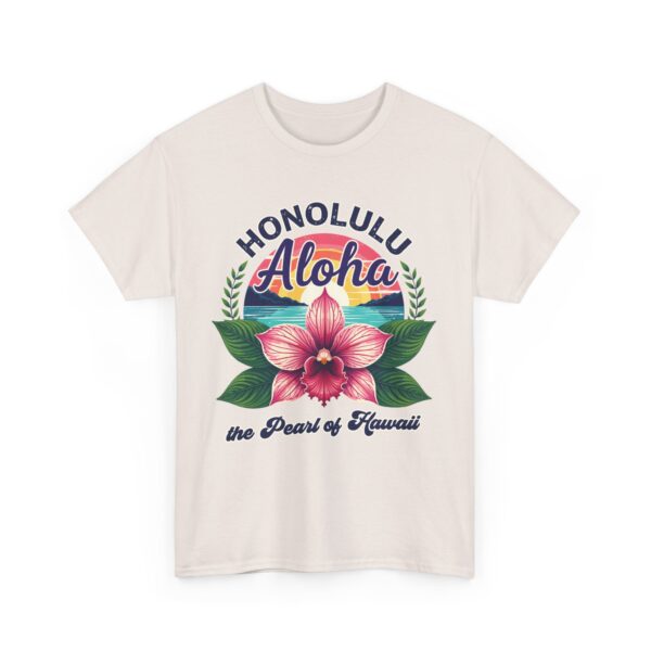 Honolulu Aloha Retro Vintage Hawaii Sunset Tropical Orchid Flower Unisex Heavy Cotton Tee - Image 11