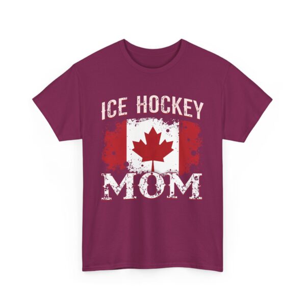 Ice Hockey Mom Vintage Distressed Canada Flag Sports Design Unisex Heavy Cotton Tee - Image 3