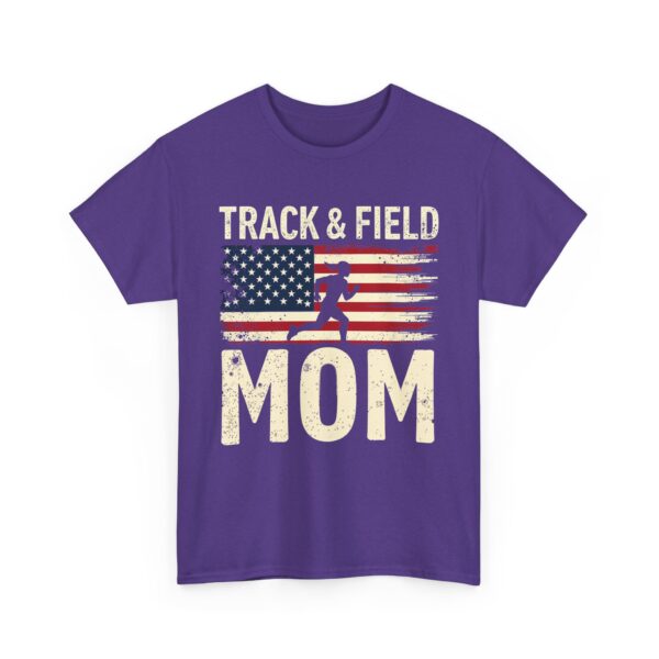 Track & Field Mom Distressed American Flag Runner Athlete Support Unisex Heavy Cotton Tee - Image 5