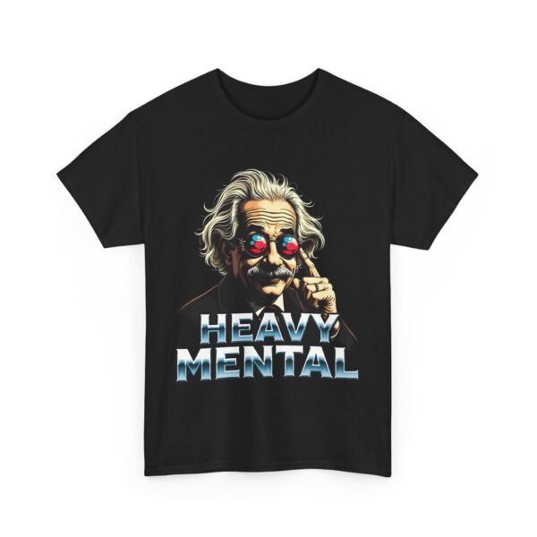 Heavy Mental Funny Einstein Music Science Crossover Meme Unisex Heavy Cotton Tee
