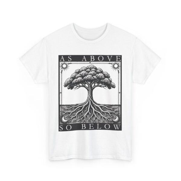 As Above So Below Tree of Life Sun and Moon Mystical Goth Tarot Design Unisex Heavy Cotton Tee - Image 8