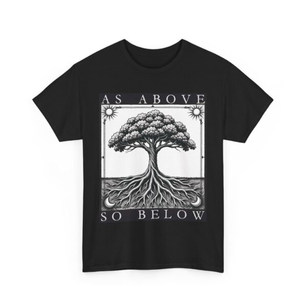 As Above So Below Tree of Life Sun and Moon Mystical Goth Tarot Design Unisex Heavy Cotton Tee - Image 3