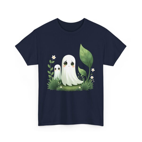 Eerie Cute Shy Anime Ghost with Flowers Aesthetic Kawaii Design Unisex Heavy Cotton Tee - Image 6