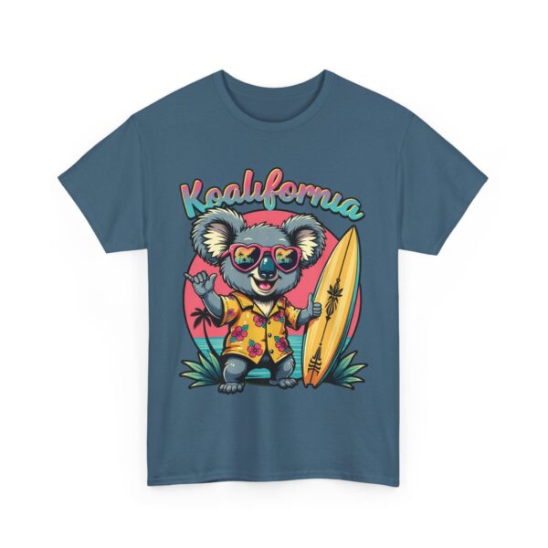 Koalifornia Surf Shaka Funny Californian Koala with Surfboard Palms Sunset Unisex Heavy Cotton Tee - Image 4