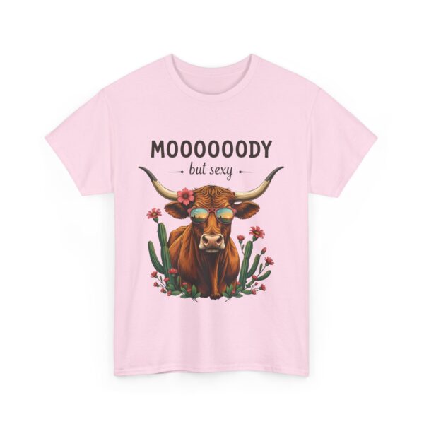 Moody But Sexy Longhorn Cow Funny Texas Sunset Cactus Design Unisex Heavy Cotton Tee - Image 7
