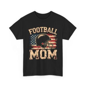 Football Mom American Flag Distressed Helmet Sports Fan Tee Design Unisex Heavy Cotton Tee