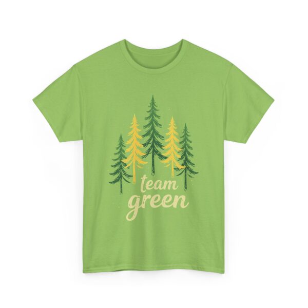 Team Green Vintage Distressed Forest Silhouette Nature Aesthetic Unisex Heavy Cotton Tee - Image 6