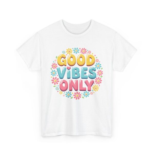 Good Vibes Only 70s Psychedelic Floral Retro Groovy Aesthetic Unisex Heavy Cotton Tee - Image 5