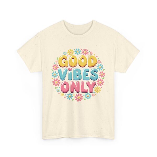 Good Vibes Only 70s Psychedelic Floral Retro Groovy Aesthetic Unisex Heavy Cotton Tee - Image 8