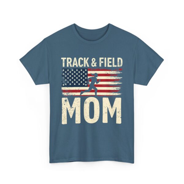 Track & Field Mom Distressed American Flag Runner Athlete Support Unisex Heavy Cotton Tee - Image 4