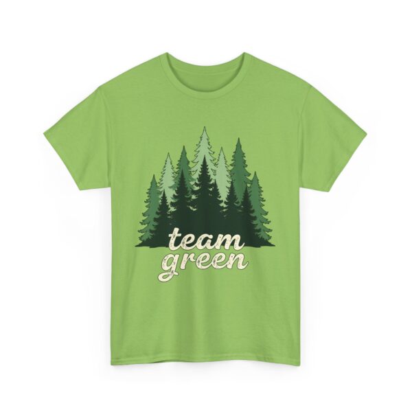 Team Green Vintage Distressed Forest Silhouette Nature Aesthetic Unisex Heavy Cotton Tee - Image 6