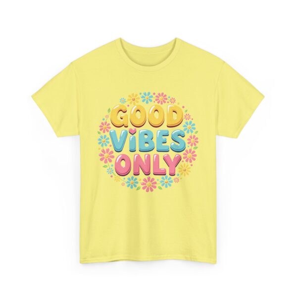 Good Vibes Only 70s Psychedelic Floral Retro Groovy Aesthetic Unisex Heavy Cotton Tee - Image 9