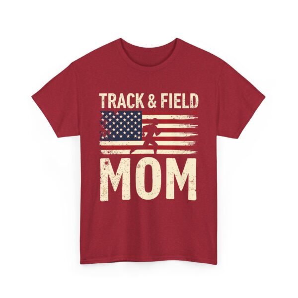 Track & Field Mom Distressed American Flag Runner Athlete Support Unisex Heavy Cotton Tee - Image 7