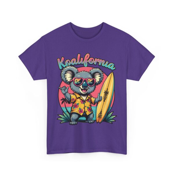 Koalifornia Surf Shaka Funny Californian Koala with Surfboard Palms Sunset Unisex Heavy Cotton Tee - Image 6