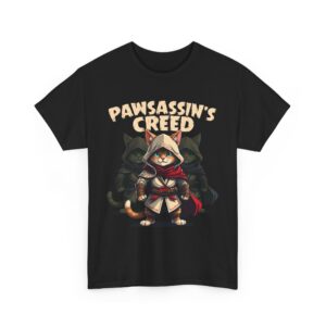 Pawsassin's Creed Funny Cat Stealth Gamer Parody Unisex Heavy Cotton Tee