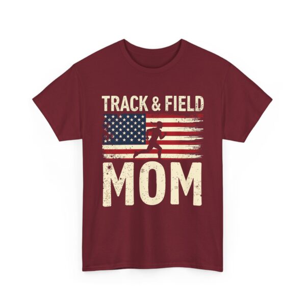 Track & Field Mom Distressed American Flag Runner Athlete Support Unisex Heavy Cotton Tee - Image 8