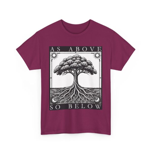 As Above So Below Tree of Life Sun and Moon Mystical Goth Tarot Design Unisex Heavy Cotton Tee - Image 2