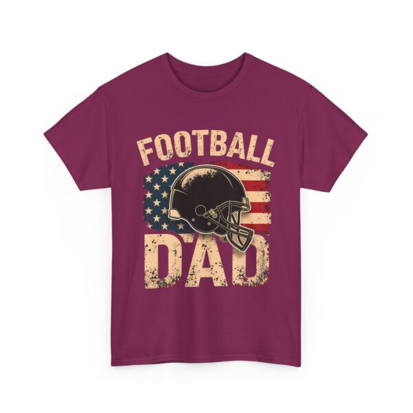 Football Dad American Flag Distressed Vintage Sport Design Unisex Heavy Cotton Tee - Image 3