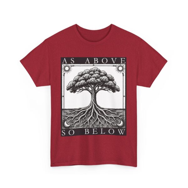 As Above So Below Tree of Life Sun and Moon Mystical Goth Tarot Design Unisex Heavy Cotton Tee - Image 7