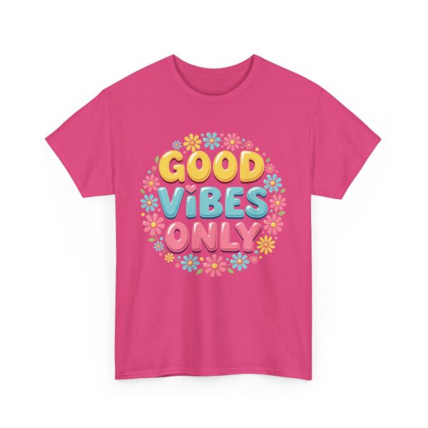 Good Vibes Only 70s Psychedelic Floral Retro Groovy Aesthetic Unisex Heavy Cotton Tee - Image 7