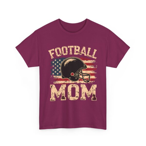 Football Mom American Flag Distressed Helmet Sports Fan Tee Design Unisex Heavy Cotton Tee - Image 3