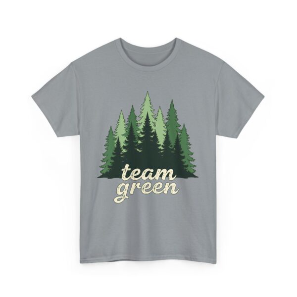 Team Green Vintage Distressed Forest Silhouette Nature Aesthetic Unisex Heavy Cotton Tee - Image 4