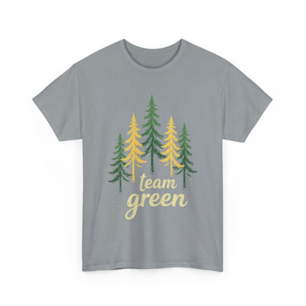 Team Green Vintage Distressed Forest Silhouette Nature Aesthetic Unisex Heavy Cotton Tee - Image 4