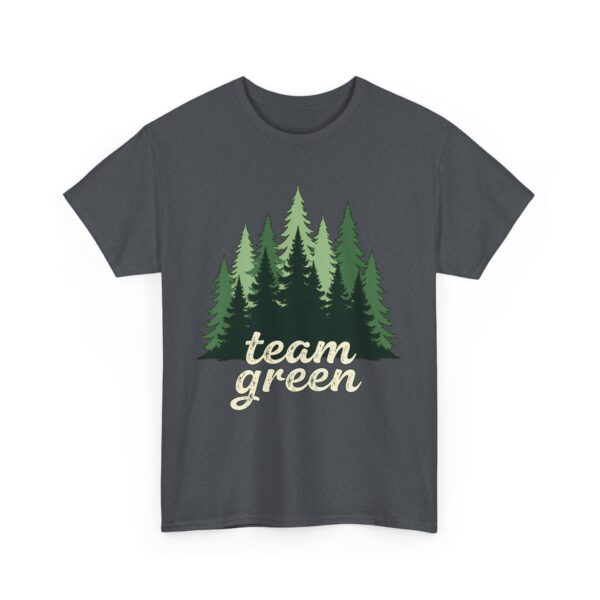 Team Green Vintage Distressed Forest Silhouette Nature Aesthetic Unisex Heavy Cotton Tee - Image 5