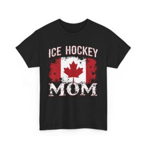 Ice Hockey Mom Vintage Distressed Canada Flag Sports Design Unisex Heavy Cotton Tee