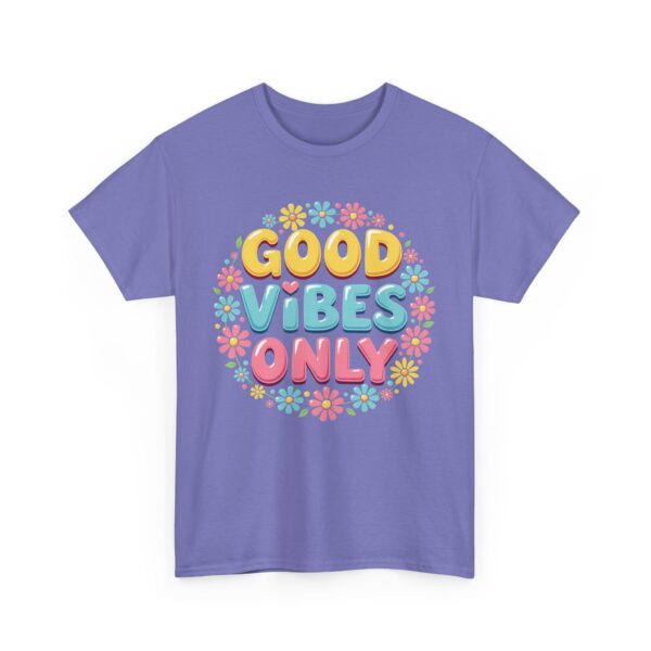 Good Vibes Only 70s Psychedelic Floral Retro Groovy Aesthetic Unisex Heavy Cotton Tee - Image 6
