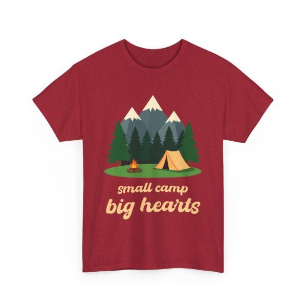 Small Camp Big Hearts Outdoor Mountain Adventure Wilderness Nature Camping Trip Unisex Heavy Cotton Tee - Image 6