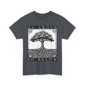 As Above So Below Tree of Life Sun and Moon Mystical Goth Tarot Design Unisex Heavy Cotton Tee