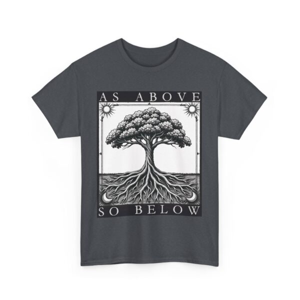 As Above So Below Tree of Life Sun and Moon Mystical Goth Tarot Design Unisex Heavy Cotton Tee
