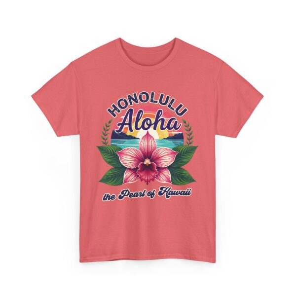 Honolulu Aloha Retro Vintage Hawaii Sunset Tropical Orchid Flower Unisex Heavy Cotton Tee - Image 10