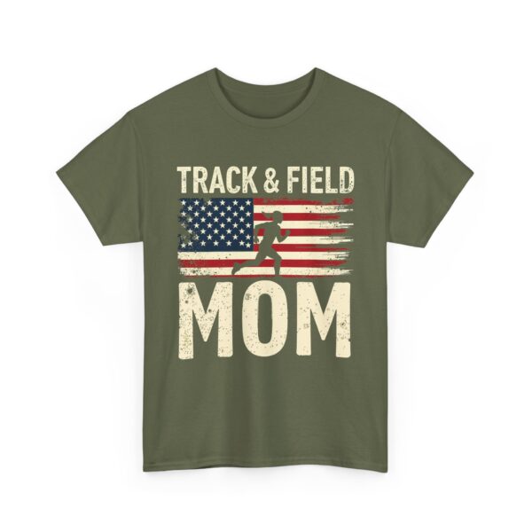 Track & Field Mom Distressed American Flag Runner Athlete Support Unisex Heavy Cotton Tee - Image 3