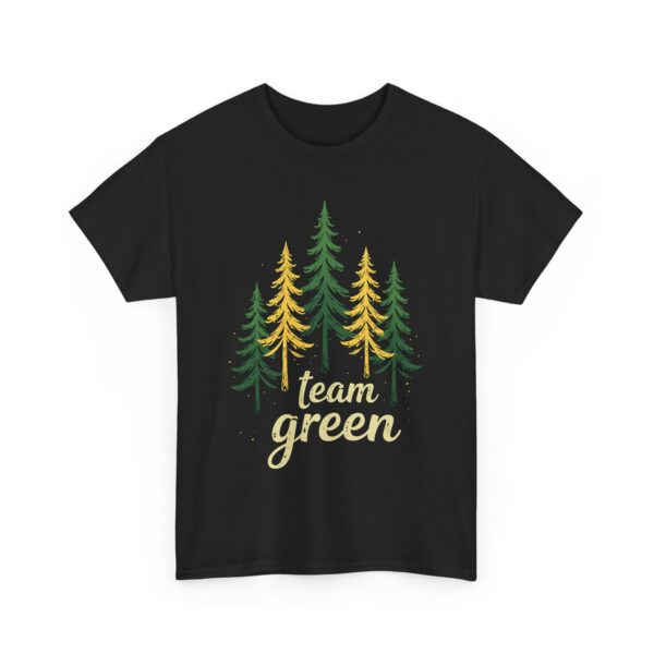 Team Green Vintage Distressed Forest Silhouette Nature Aesthetic Unisex Heavy Cotton Tee - Image 2