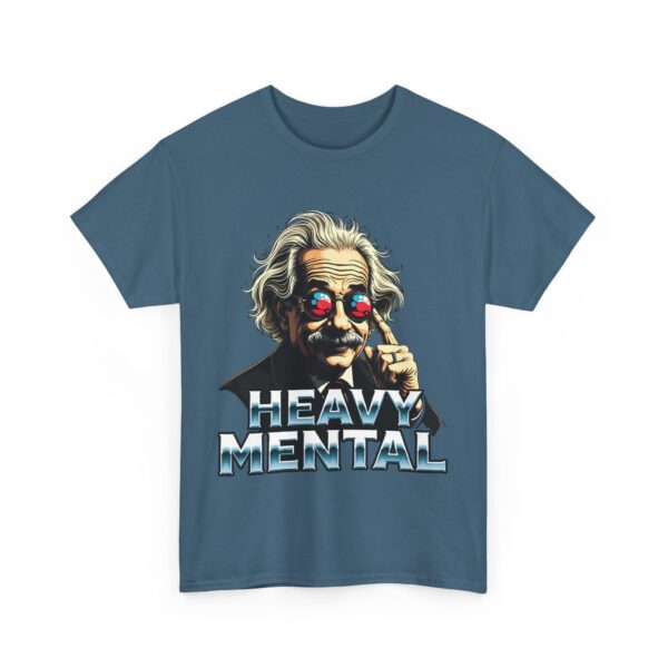 Heavy Mental Funny Einstein Music Science Crossover Meme Unisex Heavy Cotton Tee - Image 3