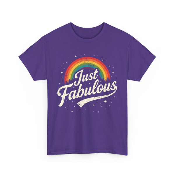 Just Fabulous Retro Futuristic Rainbow 70s 80s Psychedelic Aesthetic Unisex Heavy Cotton Tee - Image 9