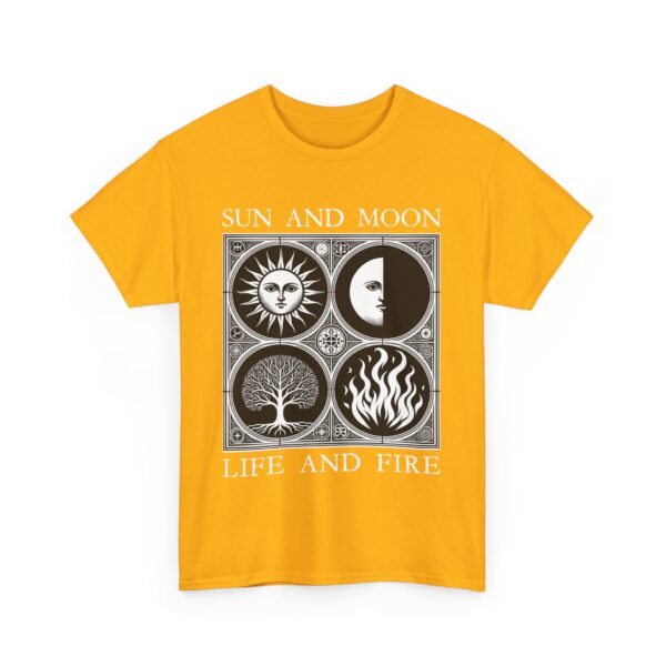 Sun and Moon Tree of Life and Fire Medieval Tarot Esoteric Symbolic Design Unisex Heavy Cotton Tee - Image 8