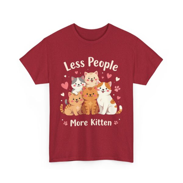 Less People More Kitten Funny Introvert Cat Lover Cute Cartoon Design Unisex Heavy Cotton Tee - Image 9