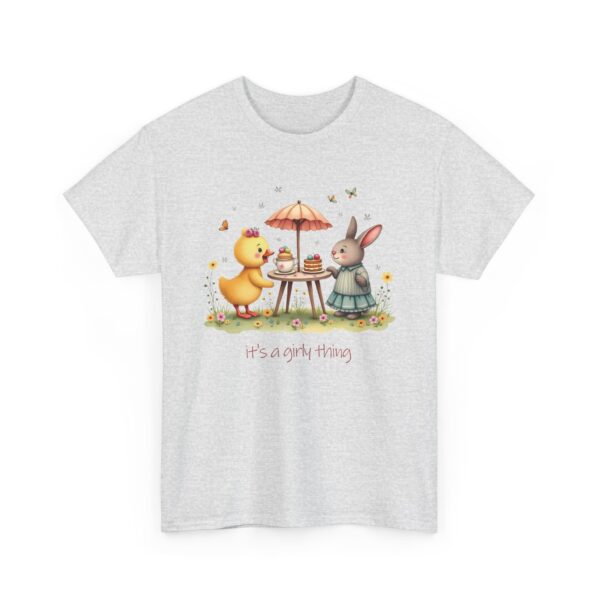 It’s a Girly Thing Cute Garden Tea Party Duckling Rabbit Whimsical Pastel Design Unisex Heavy Cotton Tee - Image 8