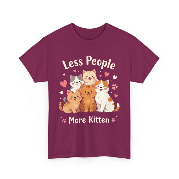 Less People More Kitten Funny Introvert Cat Lover Cute Cartoon Design Unisex Heavy Cotton Tee - Image 2