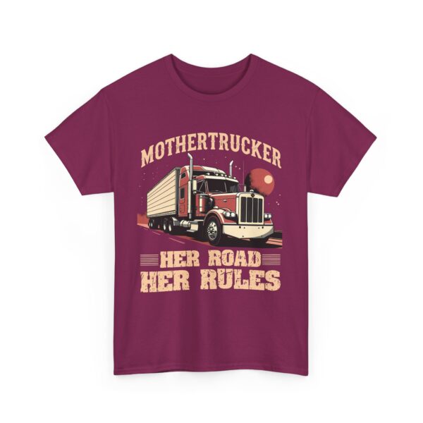 Mothertrucker Strong Woman Truck Driver Bold Empowerment Highway Queen Unisex Heavy Cotton Tee - Image 3