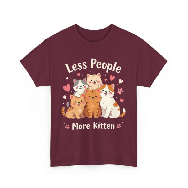 Less People More Kitten Funny Introvert Cat Lover Cute Cartoon Design Unisex Heavy Cotton Tee - Image 4