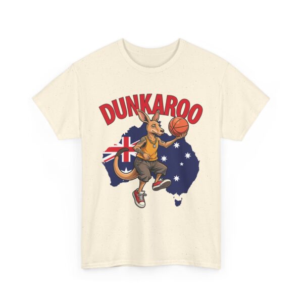 Dunkaroo Funny Kangaroo Basketball Player Australian Pride Flag Sports Humor Unisex Heavy Cotton Tee - Image 2