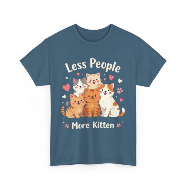Less People More Kitten Funny Introvert Cat Lover Cute Cartoon Design Unisex Heavy Cotton Tee - Image 5